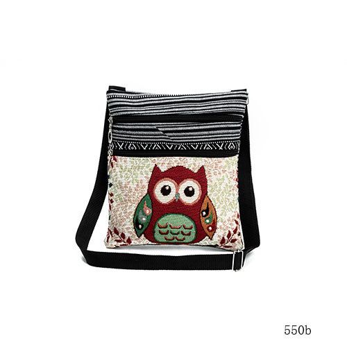 Ethnic style double zipper owl jacquard single shoulder diagonal cross bag for women's ultra light cross-border postman bag