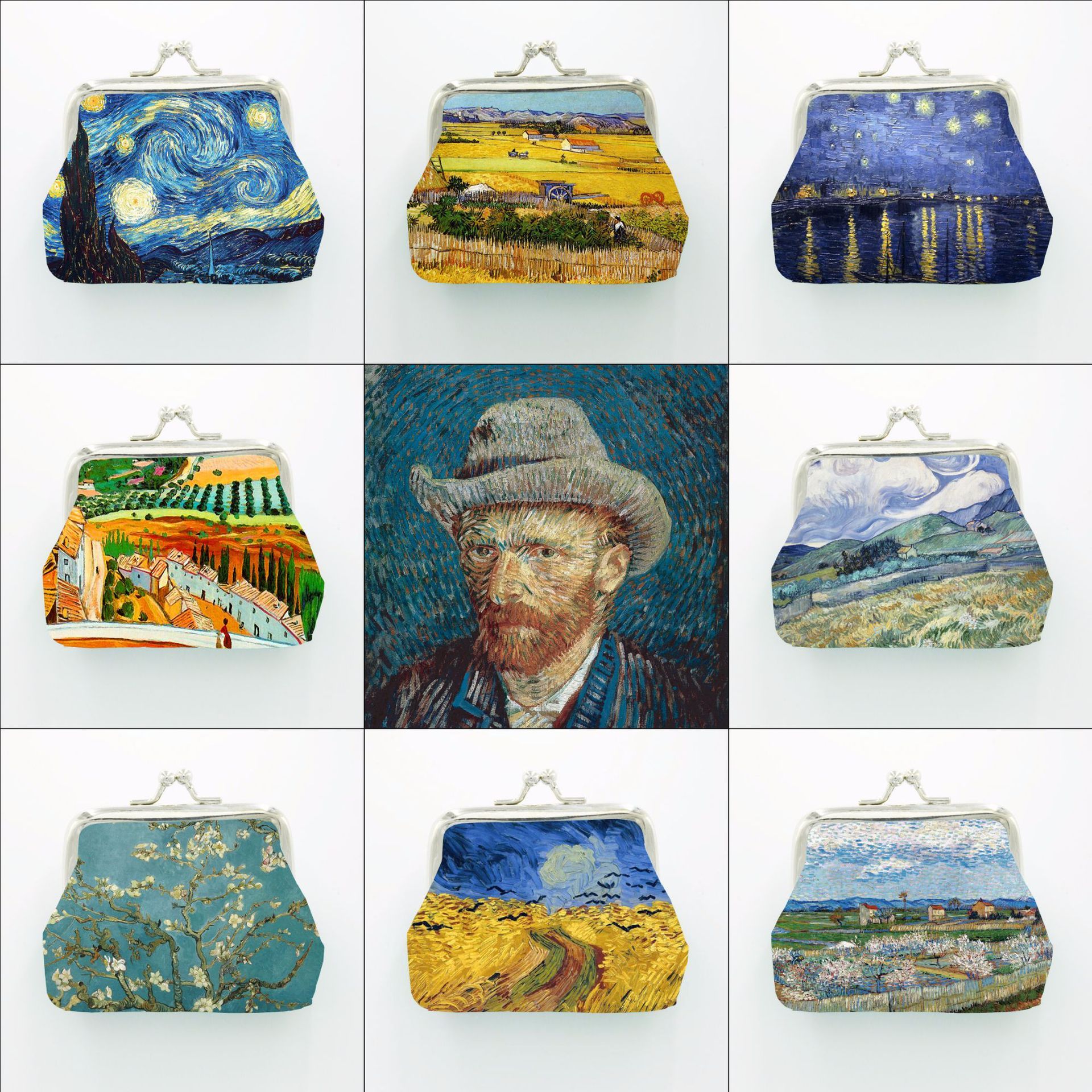 Retro Oil Painting Souvenir Coin Purse Creative Coin Bag Phone Bag Women's Wallet Hand held Children's Coin Purse