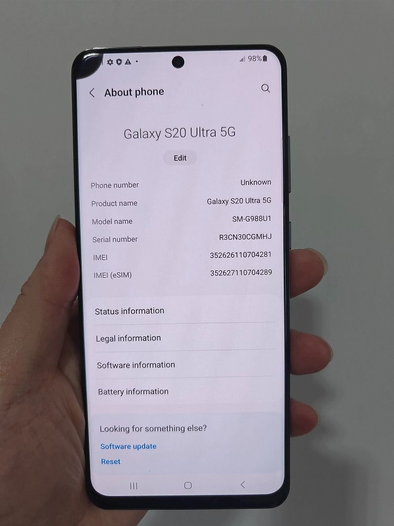 Refurbished Phone Samsung Galaxy S20 Ultra 5G 6.9 inch 12GB+128GB single sim 108mp+48mp 5000mah smartphone screen with a dot