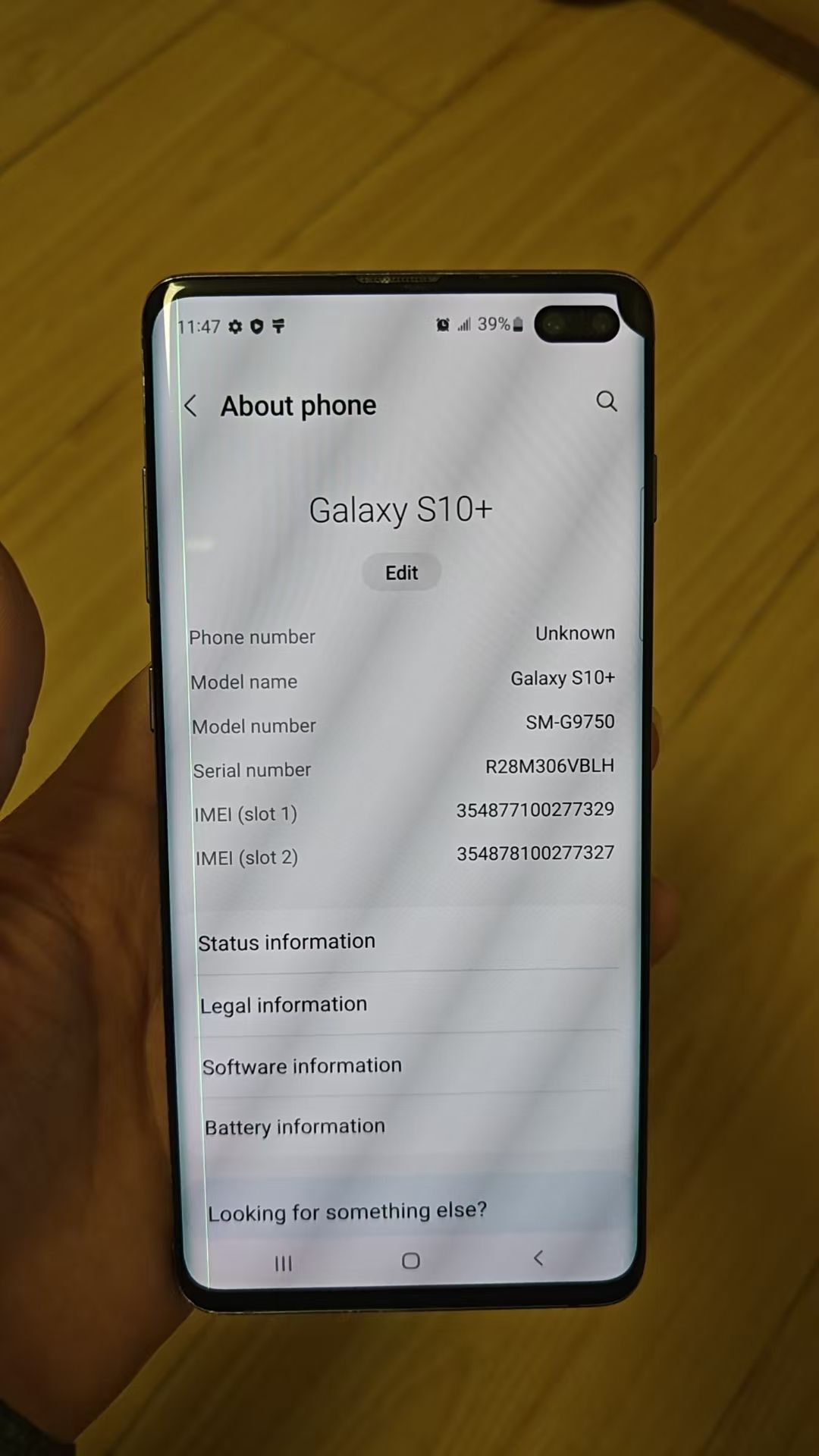 Refurbished phone Samsung Galaxy S10+ 6.4 inch 8GB+512GB dual sim 4100mah smartphone Samsung Galaxy S10 plus screen with a line and a dot
