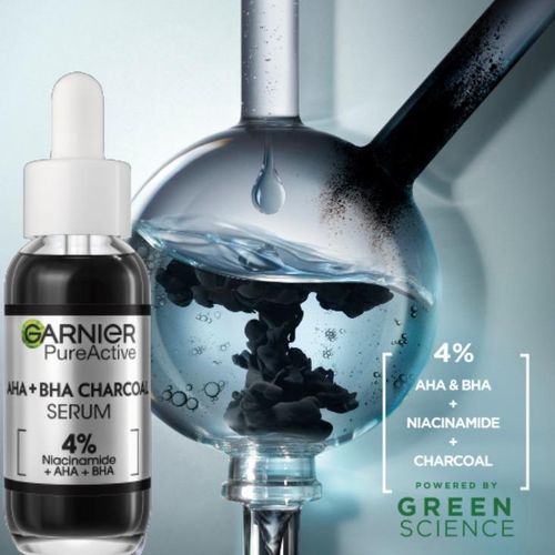 【New Year Sale Offer】Garnier Pure Active AHA BHA Charcoal Anti-Imperfection Serum 30Ml .