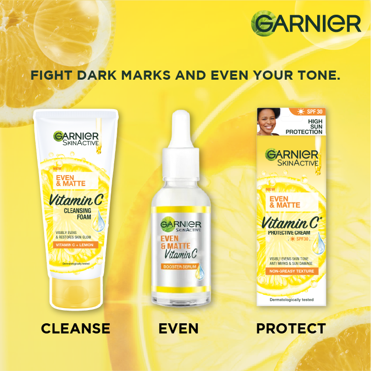 【Discounted】Garnier Eventone Day Routine Kit: Even & Matte Vitamin C Cleansing Foam + Serum + Sunscreen Spf 30