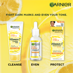 【Discounted】Garnier Eventone Day Routine Kit: Even & Matte Vitamin C Cleansing Foam 50ml + Serum 15ml+ Sunscreen Spf 30 50ml