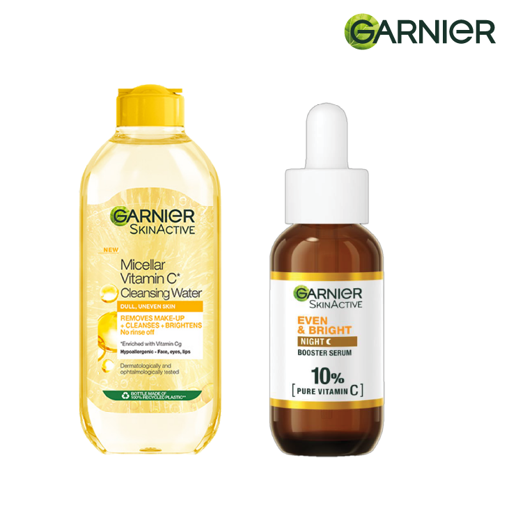 【Discounted】Garnier Eventone Night Essentials Kit(Even & Bright Vitamin C Night Serum + Even & Matte Micellar Water