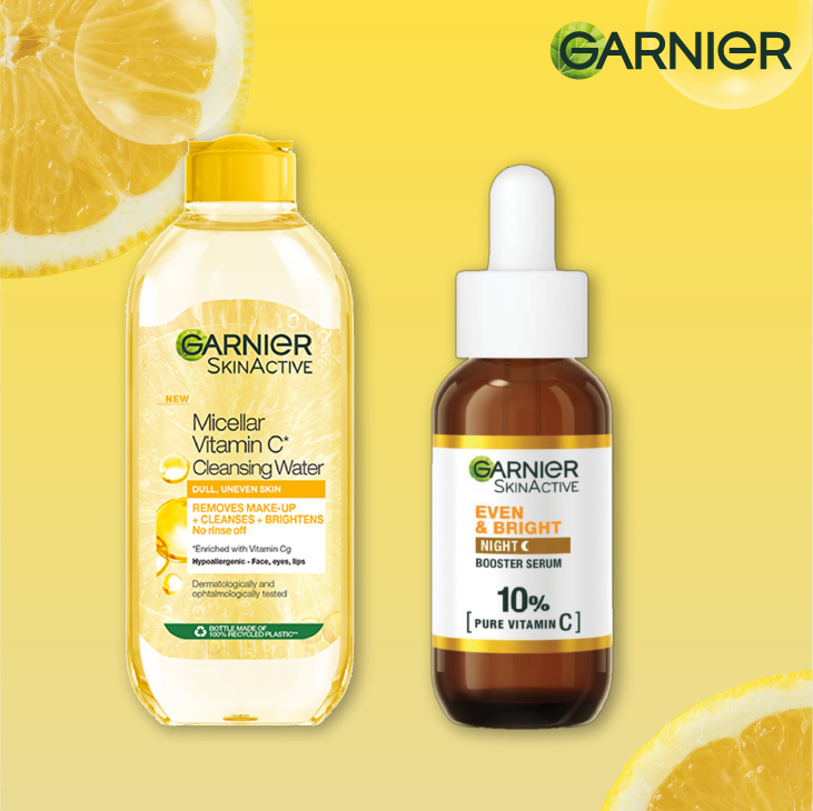 【Discounted】Garnier Eventone Night Essentials Kit(Even & Bright Vitamin C Night Serum + Even & Matte Micellar Water