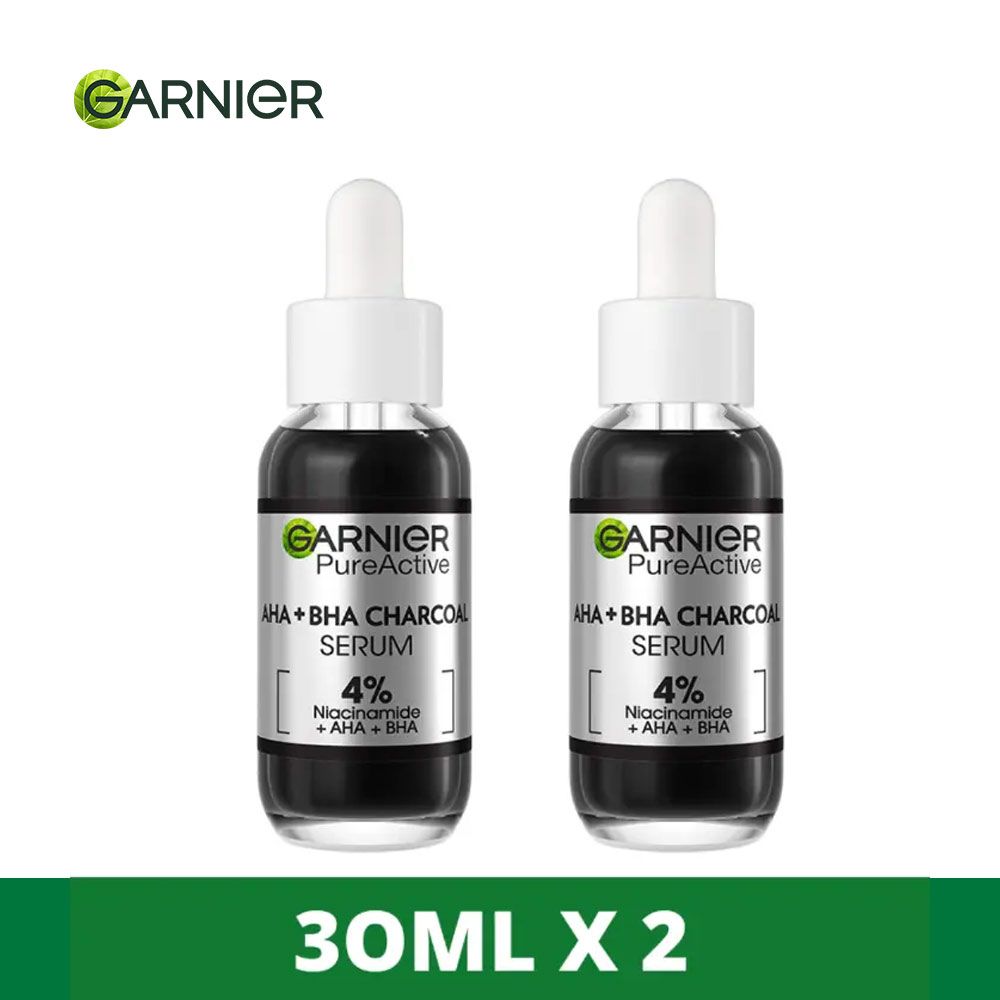 【Promotion】Garnier Charcoal Serum With AHA+BHA 30ml Twin Pack 30ml