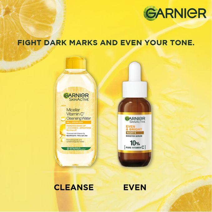 【Discounted】Garnier Eventone Night Essentials Kit(Even & Bright Vitamin C Night Serum + Even & Matte Micellar Water