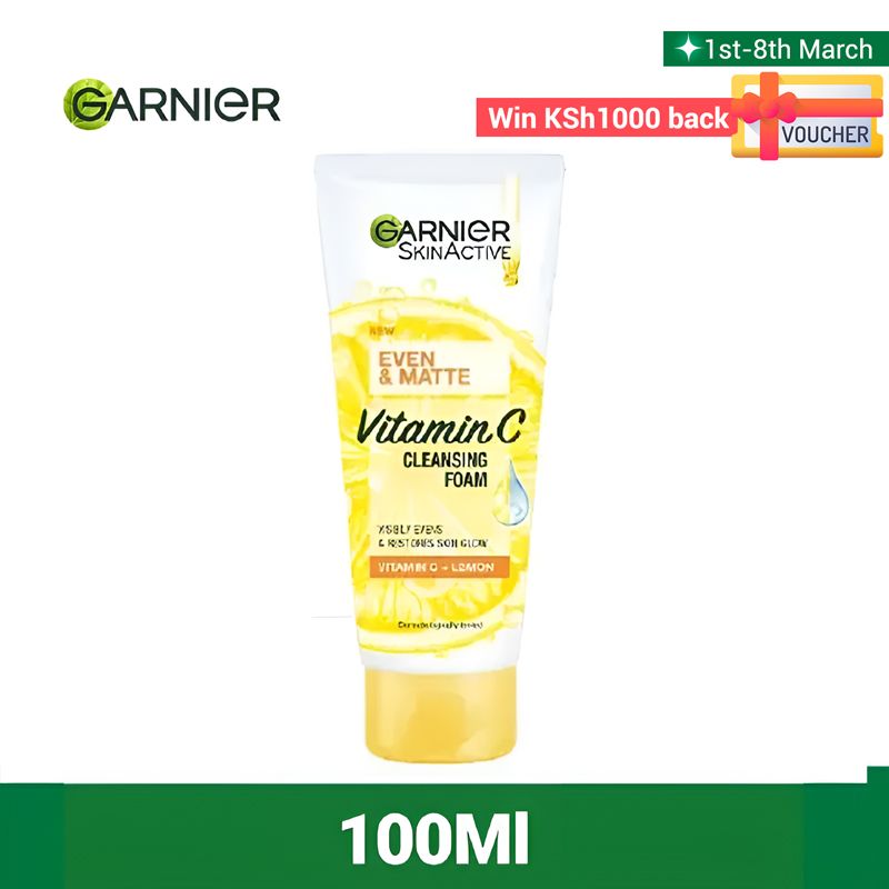 【Discounted】Garnier Even & Matte Vitamin C Cleansing Foam 100Ml