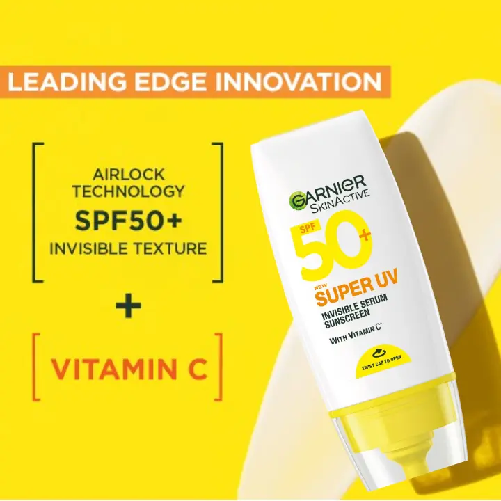 【Discounted】Garnier Super UV Invisible Serum Sunscreen  SPF 50 30ML-Pack of 2