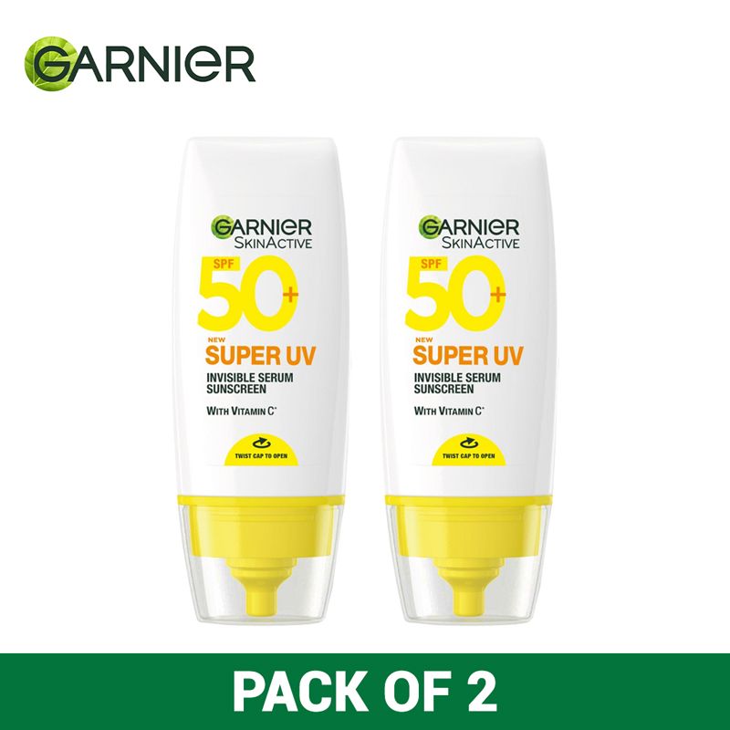 Garnier Super UV Invisible Serum Sunscreen  SPF 50 30ML-Pack of 2