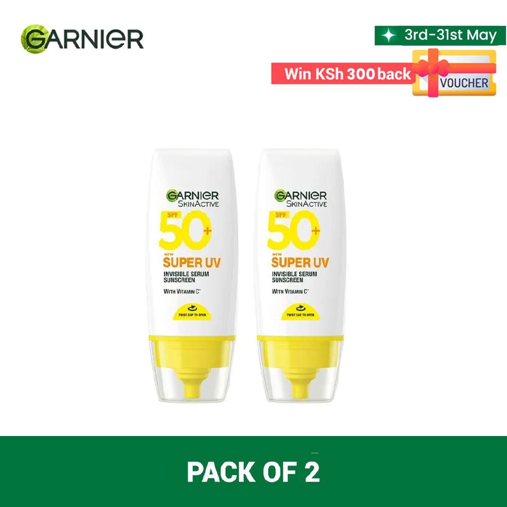 Garnier Super UV Invisible Serum Sunscreen  SPF 50 30ML-Pack of 2