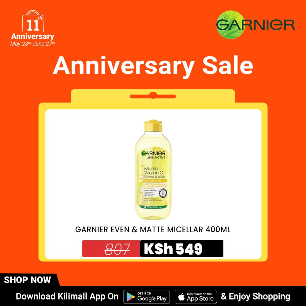 【Free UV sachet】Garnier Even & Matte Vitamin C Micellar Cleansing Water - 400ml