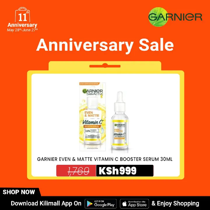 【Free UV sachet】Garnier Even & Matte Vitamin C Booster Serum 30ML