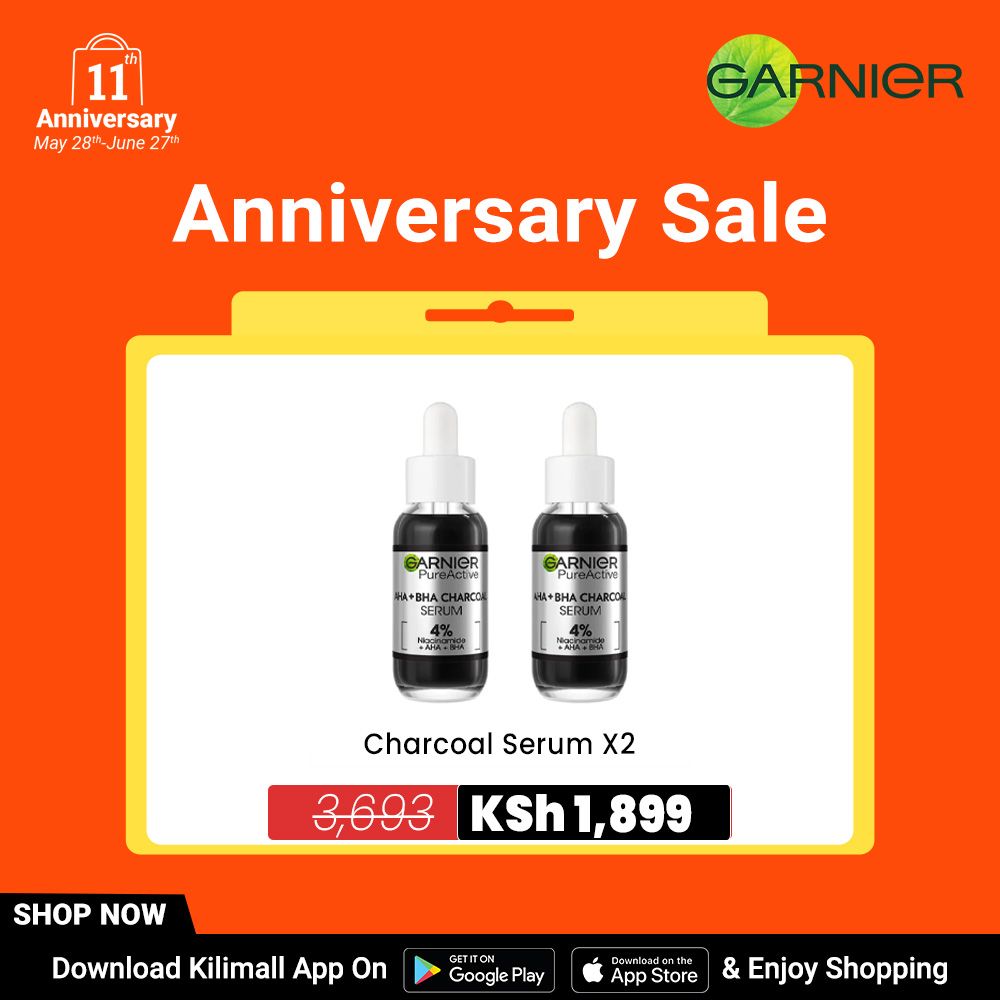 【Free UV sachet】Garnier Charcoal Serum With AHA+BHA 30ml Twin Pack