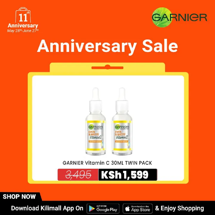 【Free UV sachet】Garnier Vitamin C Booster Serum 30ml Twin Pack