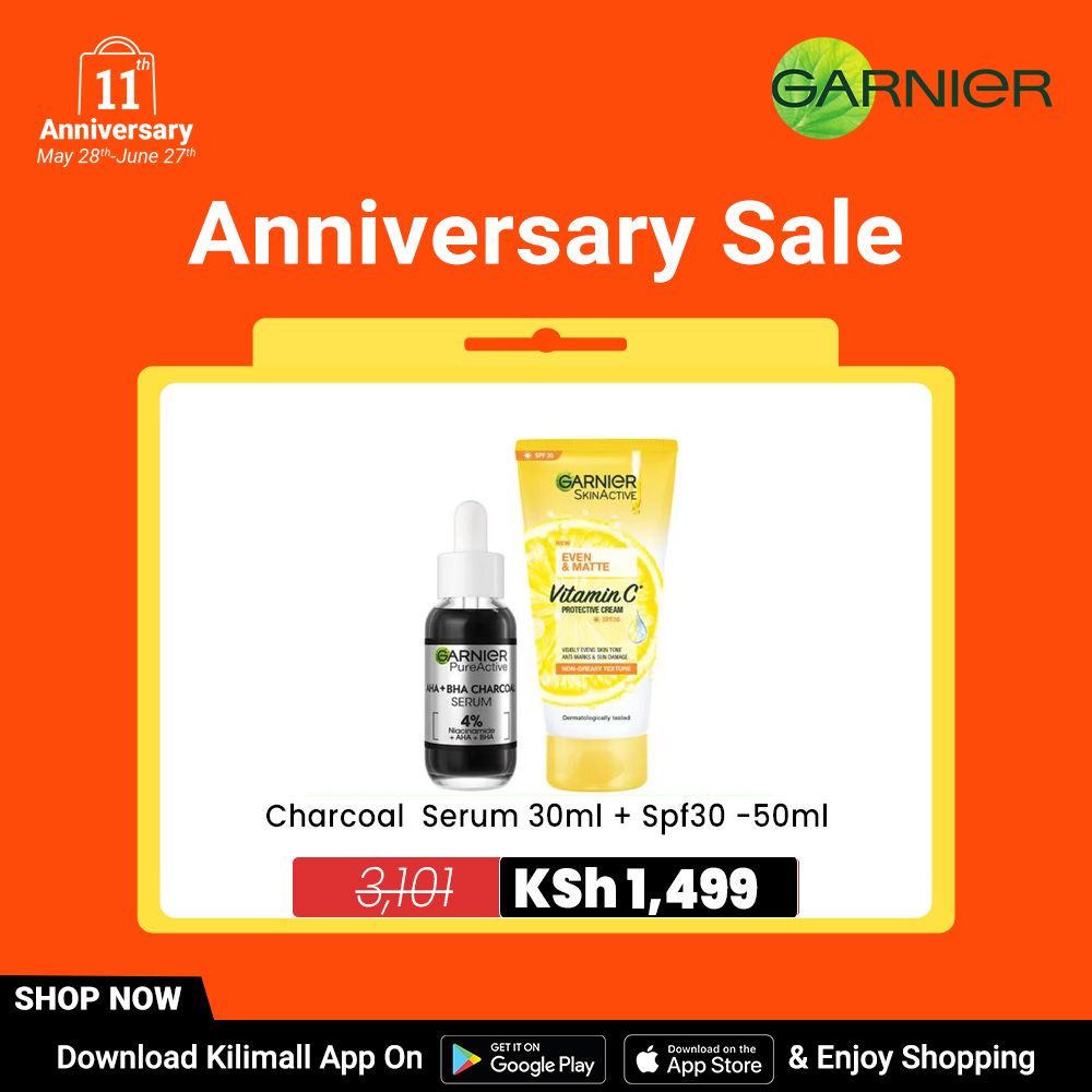 【Free UV sachet】Garnier Charcoal Serum + Even & Matte UV Protection SPF 30