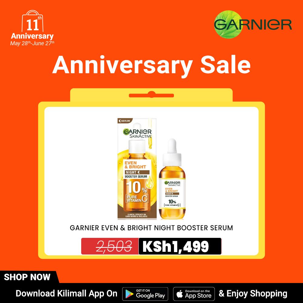 【Free UV sachet】Garnier Brightening Night Serum With 10% Pure Vitamin C 30Ml