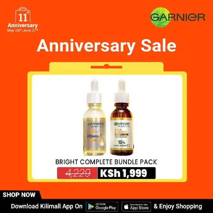 【Free UV sachet】Garnier Day & Night Vitamin C Booster Serum Routine Pack