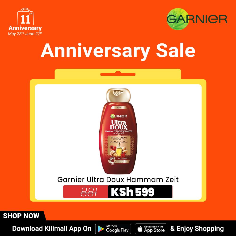 Garnier Ultra Doux Hammam Zeit InfUSed Shampoo With Healing Castor & Almond Oils, 400Ml