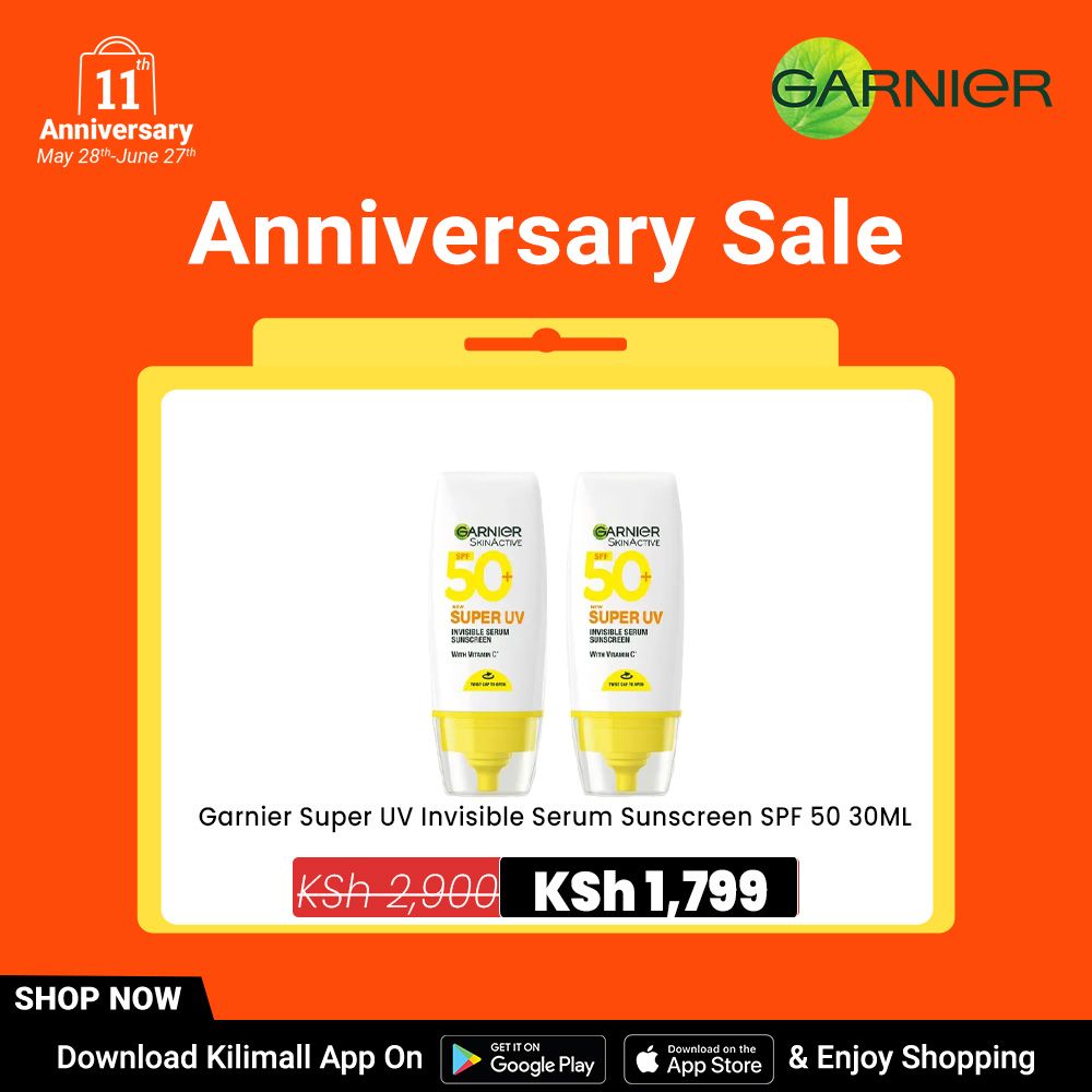 【Free UV sachet】Garnier Super UV Invisible Serum Sunscreen  SPF 50 30ML-Pack of 2
