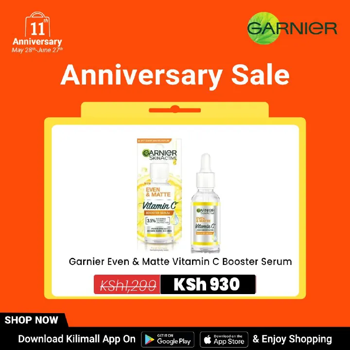 【Free UV sachet】Garnier Even & Matte Vitamin C Booster Serum 15ml