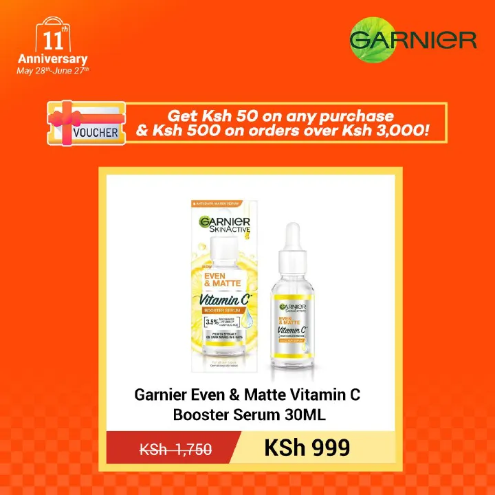 【Free UV sachet】Garnier Even & Matte Vitamin C Booster Serum 30ML