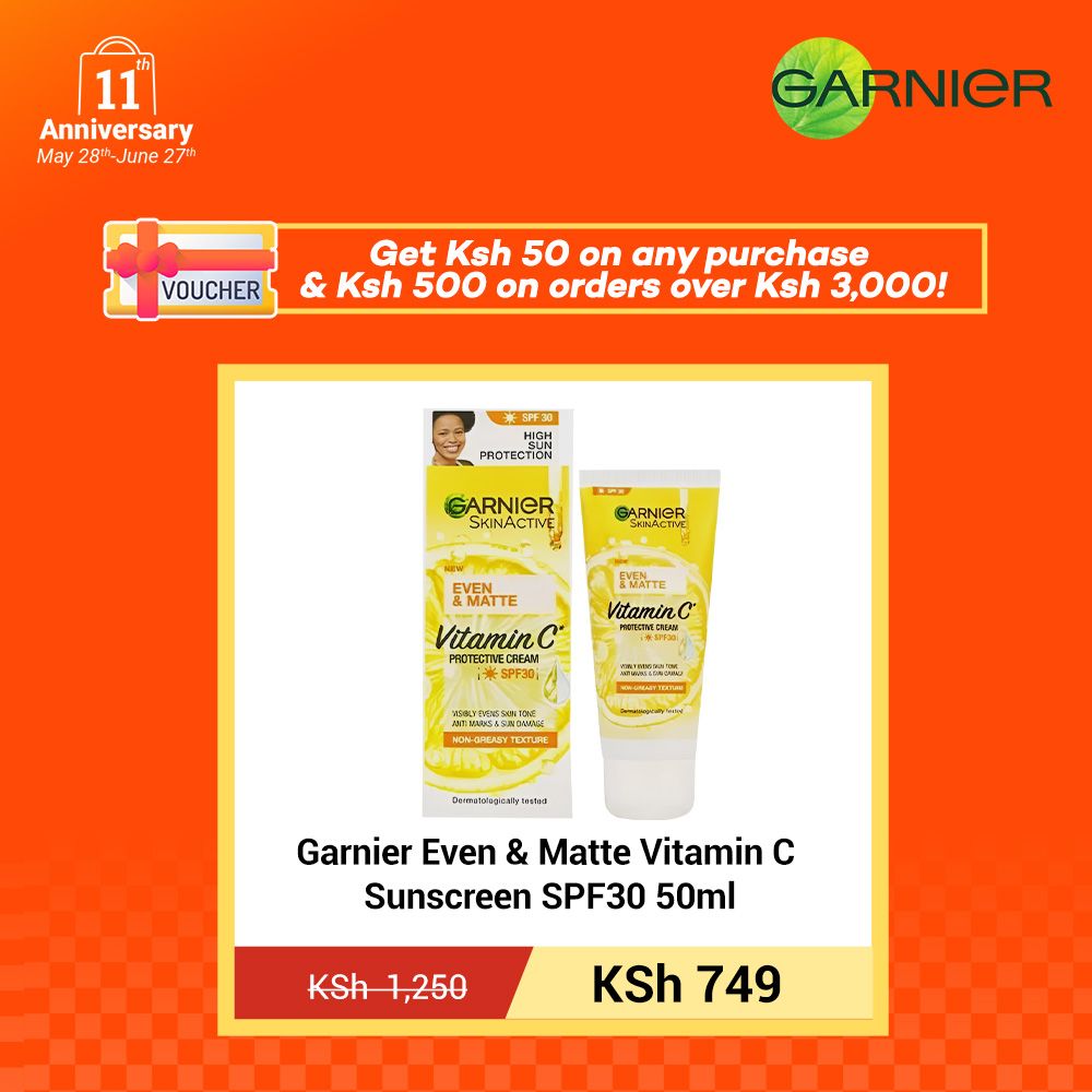【Free UV sachet】Garnier Even & Matte Vitamin C Sunscreen SPF30 50ml