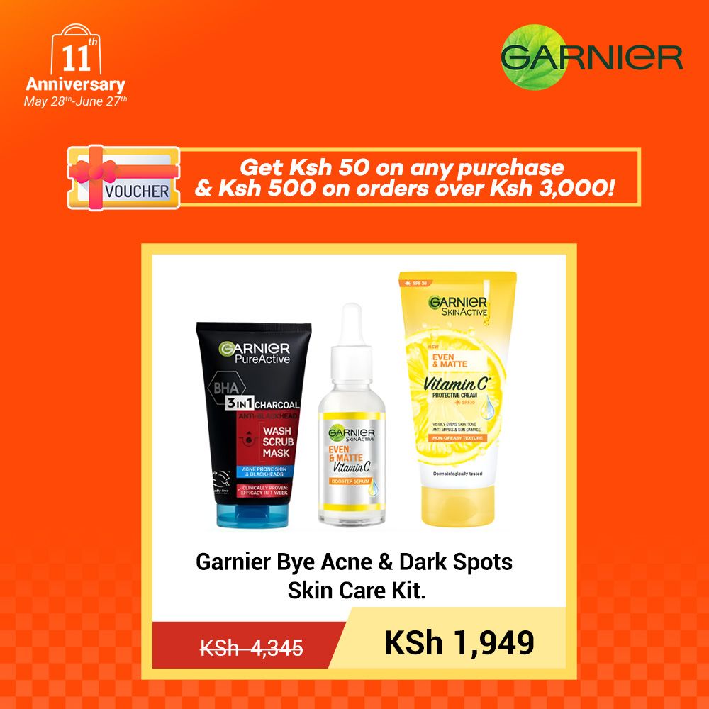 【Free UV sachet】Garnier Bye Acne & Dark Spots Skin Care Kit.