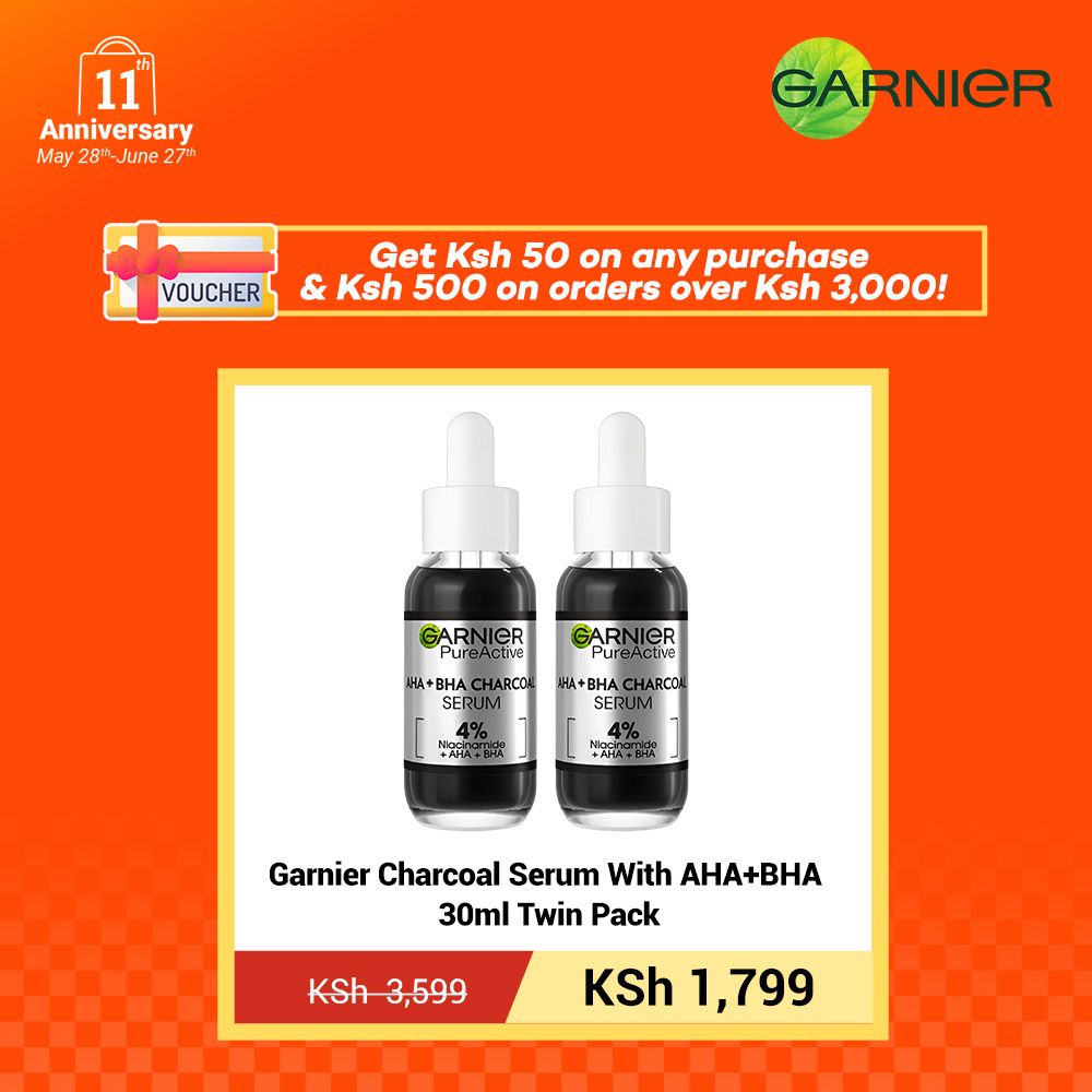 【Discounted】Garnier Charcoal Serum With AHA+BHA 30ml Twin Pack
