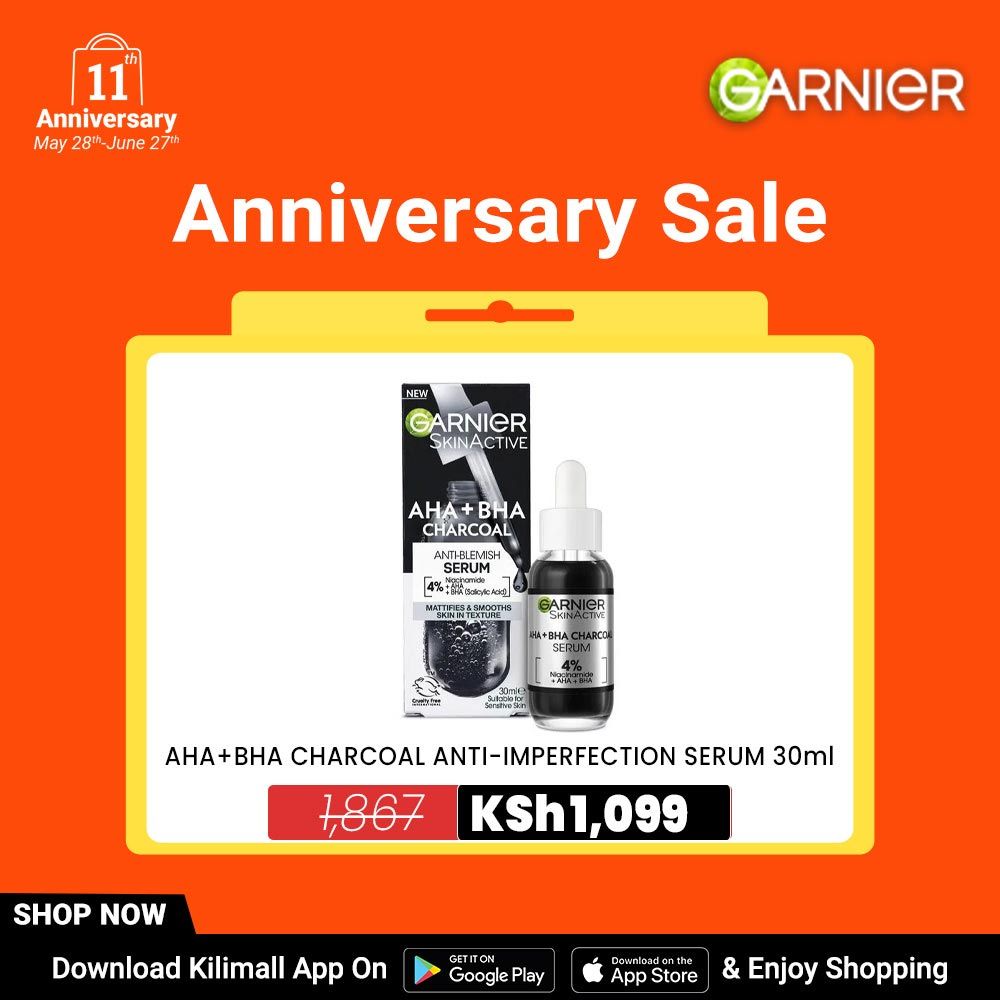 【Discounted】Garnier Pure Active AHA BHA Charcoal Anti-Imperfection Serum 30Ml .