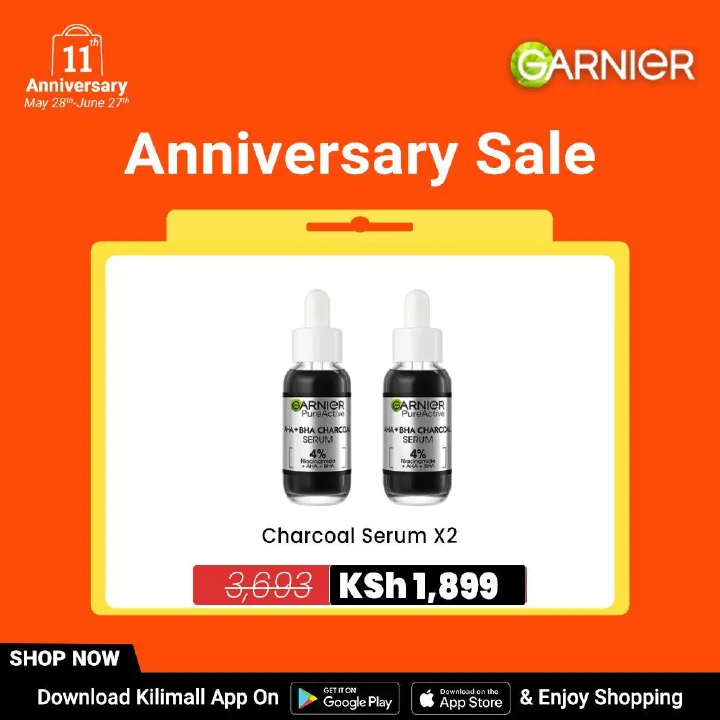 【Discounted】Garnier Charcoal Serum With AHA+BHA 30ml Twin Pack