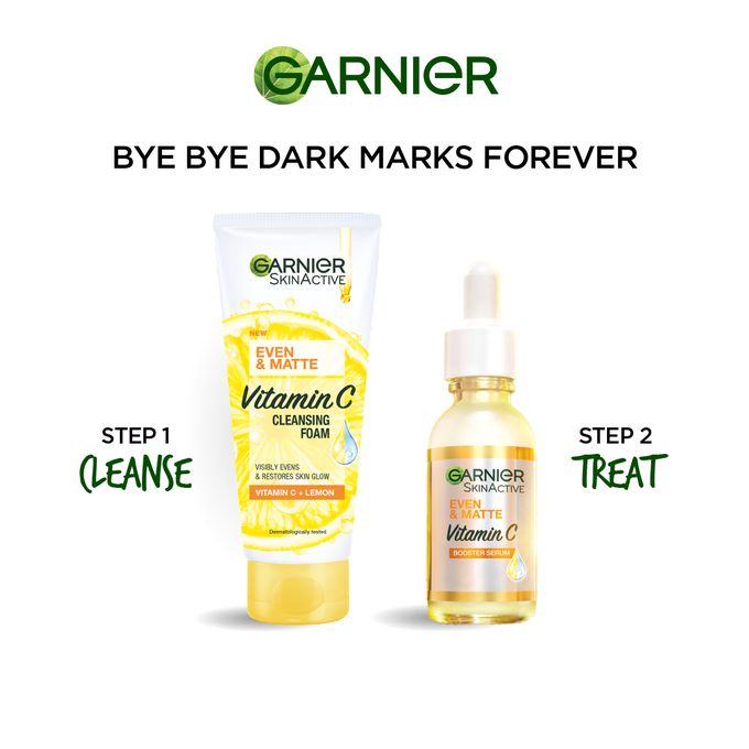 Garnier Even & Matte Day Cleanse & Treat Starter Pack: Day Serum 15ml + Cleansing Foam 50ml