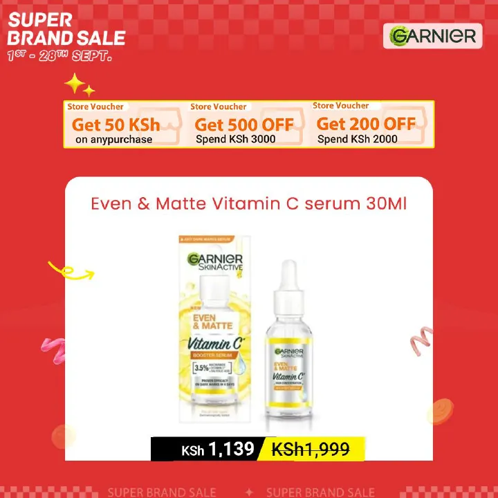 【Discounted】Garnier Even & Matte Vitamin C Booster Serum 30ML