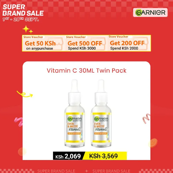 【Discounted】Garnier Vitamin C Booster Serum 30ml Twin Pack