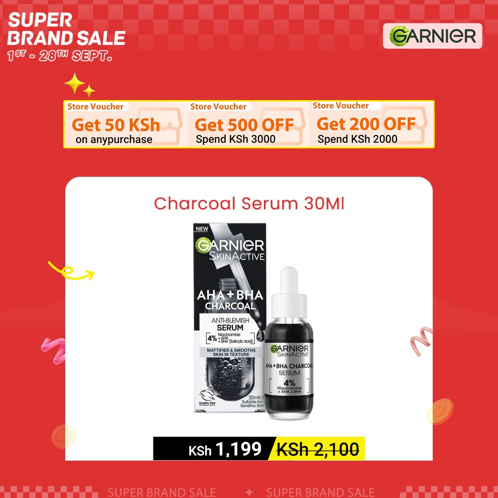 【Discounted】Garnier Pure Active AHA BHA Charcoal Anti-Imperfection Serum 30Ml .