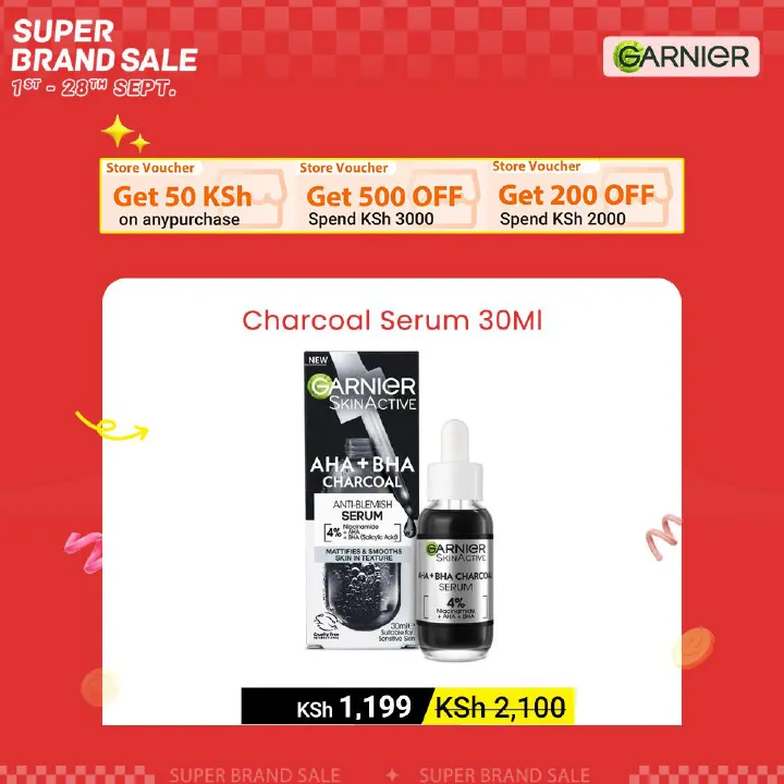 【Discounted】Garnier Pure Active AHA BHA Charcoal Anti-Imperfection Serum 30Ml .