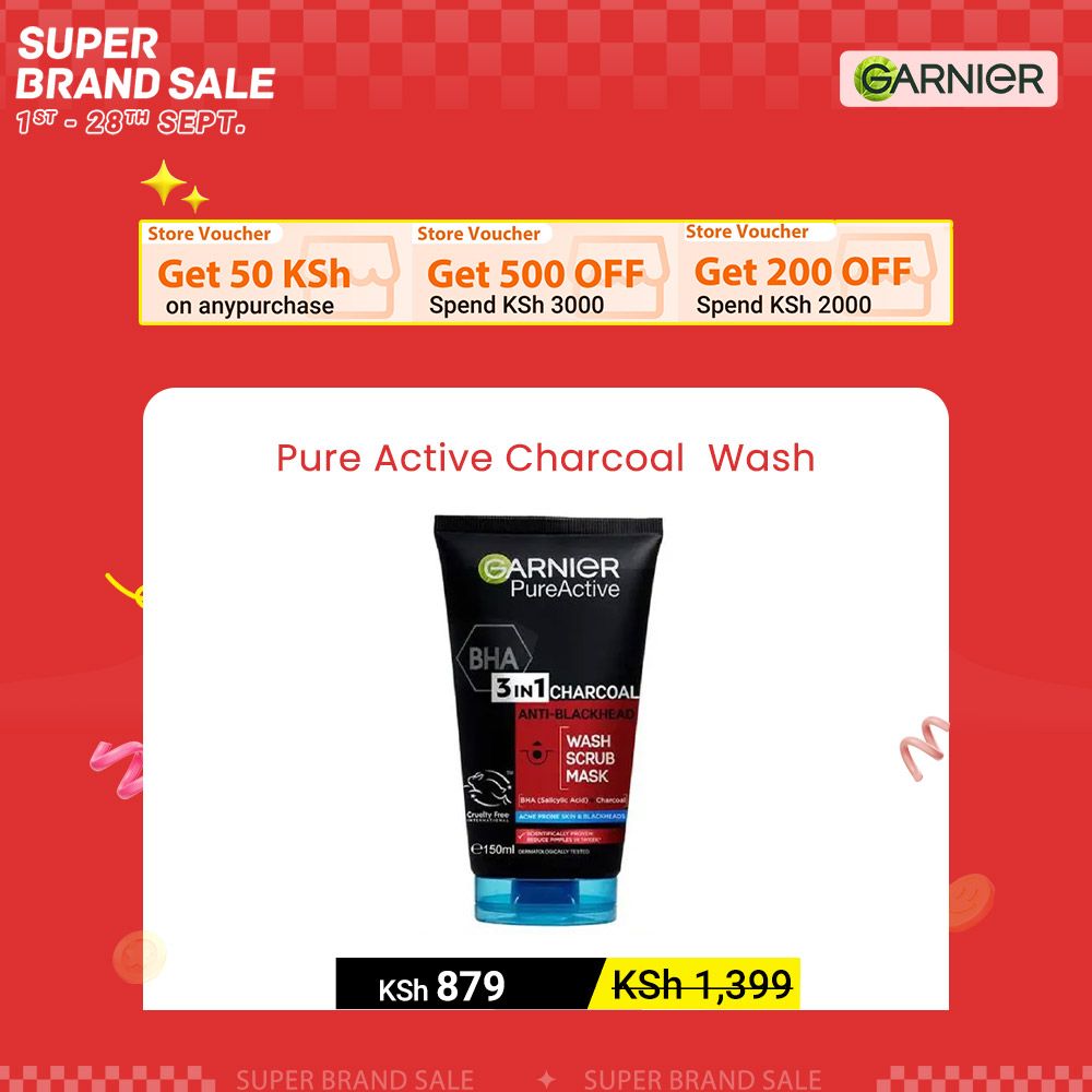 【Discounted】Garnier Pure Active 3 In1 Charcoal Anti Blackhead Mask Wash Scrub -150ml
