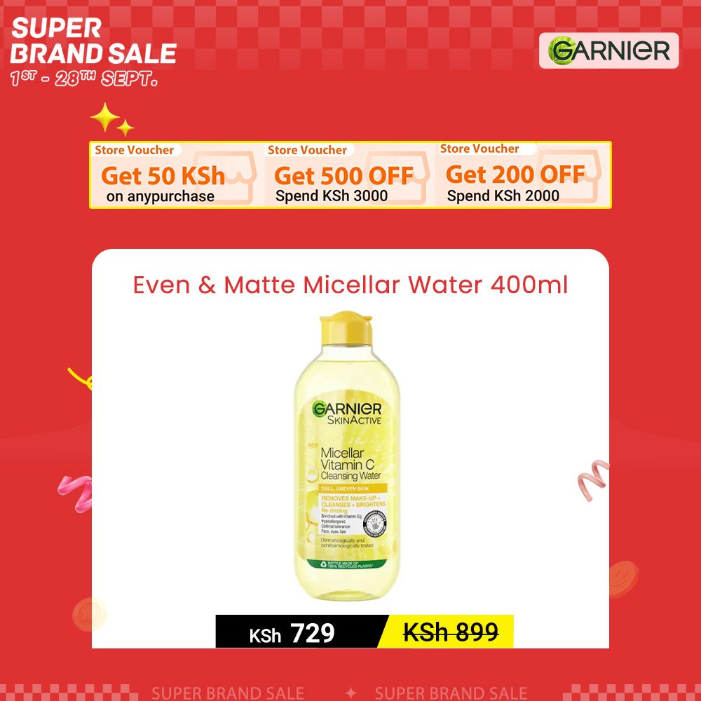 【Discounted】Garnier Even & Matte Vitamin C Micellar Cleansing Water - 400ml