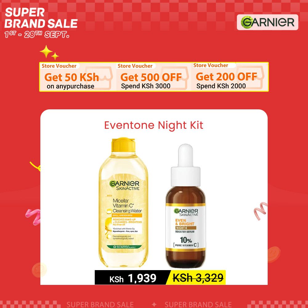 【Discounted】Garnier Eventone Night Essentials Kit(Even & Bright Vitamin C Night Serum + Even & Matte Micellar Water