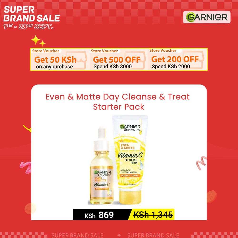 【Discounted】Garnier Even & Matte Day Cleanse & Treat Starter Pack: Day Serum 15ml + Cleansing Foam 50ml