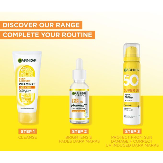 Garnier Super UV Invisible Air Mist Sunscreen SPF 50, with Vitamin C to Correct UV Induced Dark Marks and SPF 50