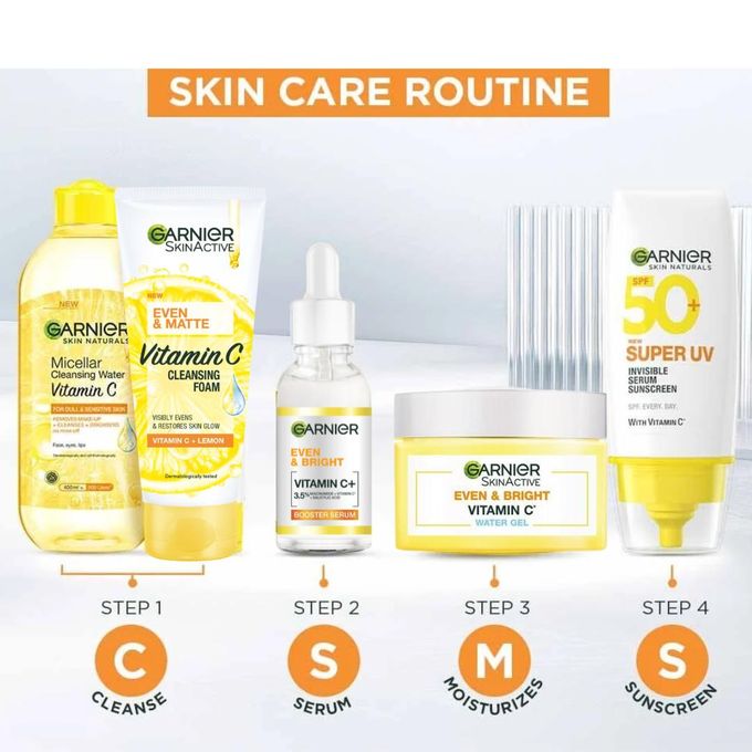 Garnier Even & Bright Booster Serum Vitamin C+ with 3.5% Niacinamide + Vitamin C & Salicylic Acid Brightens & Corrects Dark Spots
