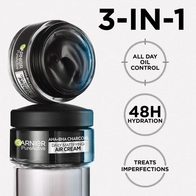 【Discounted】Garnier Acne Control Kit:  Pure Active Charcoal Wash+ Serum + Air Cream