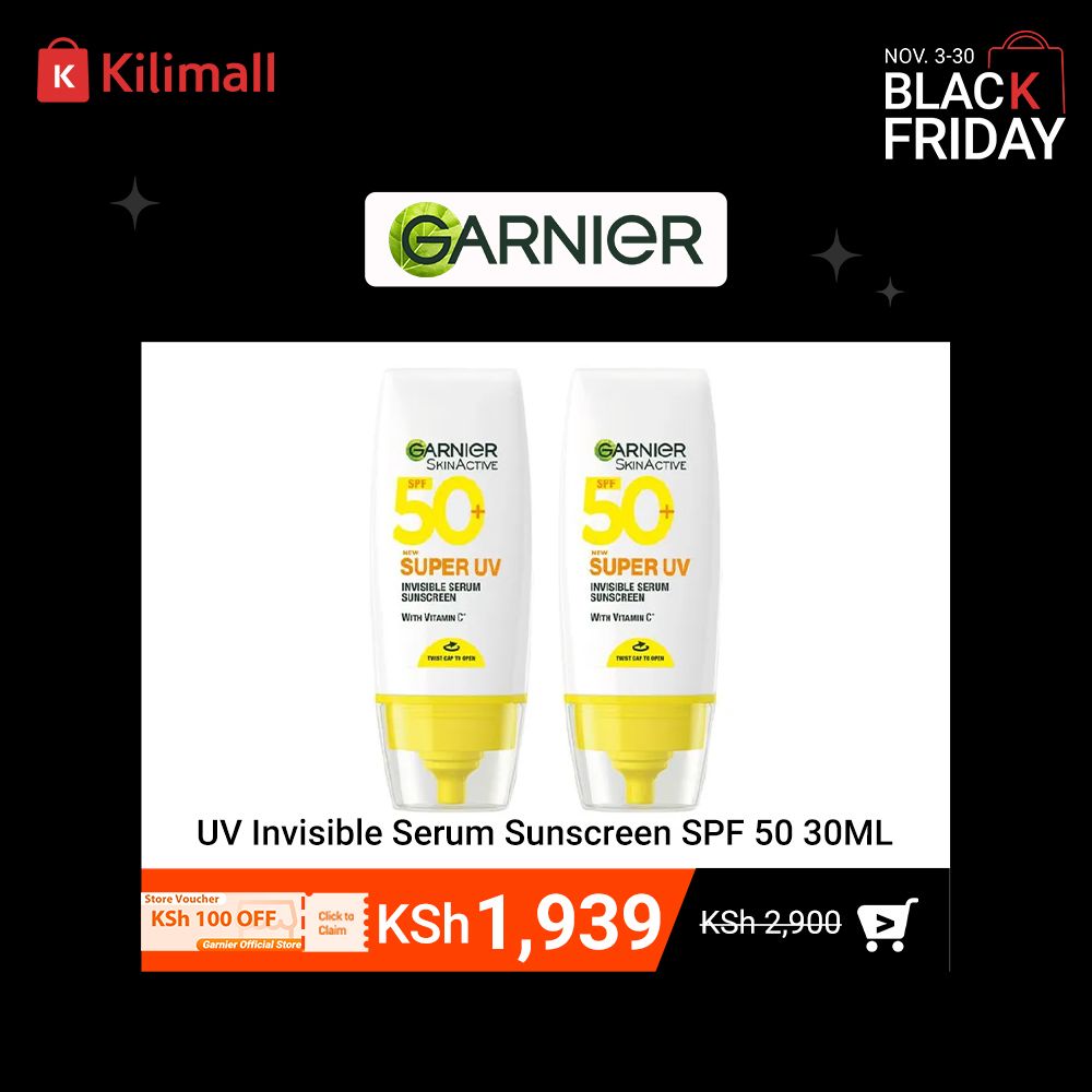 【Discounted】Garnier Super UV Invisible Serum Sunscreen  SPF 50 30ML-Pack of 2