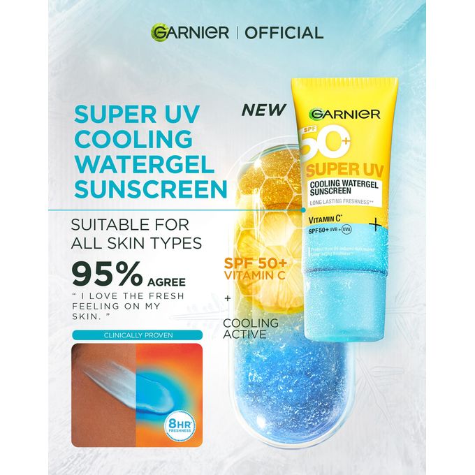 【New Combo】Garnier Acne Control Kit+ Cooling Gel UV :  Pure Active Charcoal Wash+ Serum + Air Cream + Cooling Gel
