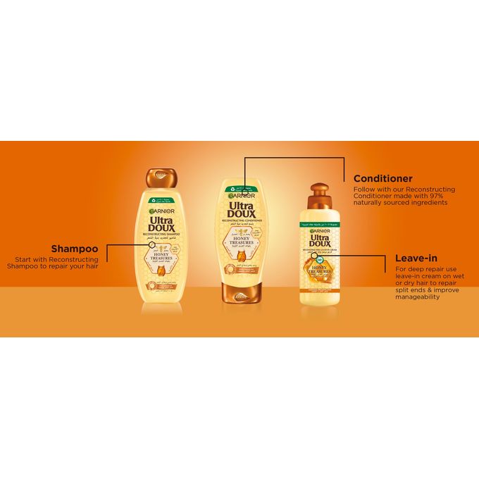 Garnier Ultra Doux Reconstructing Leave-In Cream with Honey Treasures - Deeply Nourishes, Repairs, & Improves Manageability, for Damaged Breaking Hair 200ml