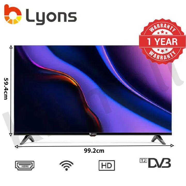 LYONS 43 Inch  Blutooth Frameless Smart TV HD with Netflix TV YouTube  Android  Energy Saving LES4304W Wide Visual Angle Television Tv leg/stands Television Smart TVS 1G+8G 43 inch