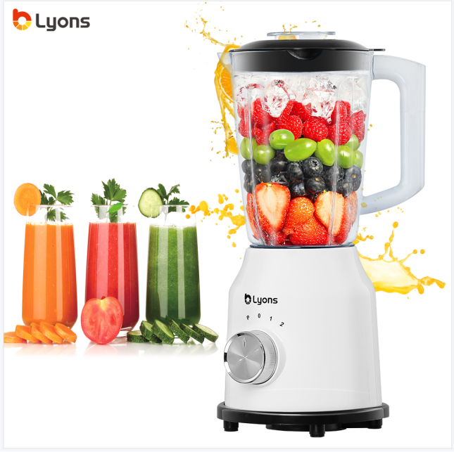 LYONS 1.5L 2 In 1 Motor Stainless Steel Blender YT-121 Quality With Grinder Juicer White【HOT】