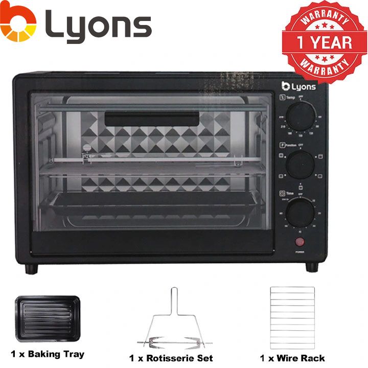 【HOT】LYONS 20L Electric Rotisserie Oven RO-2001 Electric Oven Grill with Grill Pan Kitchen Appliances Small Appliances