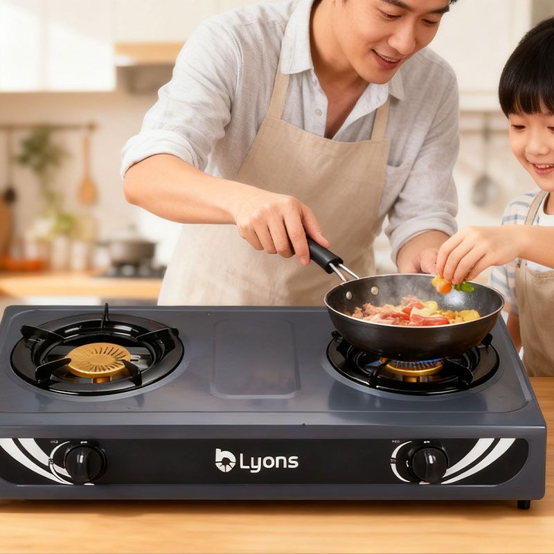 LYONS GK-011/GK-012  Gas Cooker Double Burner Gas stove Super Infrared Heater Desktop Gas Stove gas cookers Stainless Steel Double Stove[Black Friday Limited Offer!]